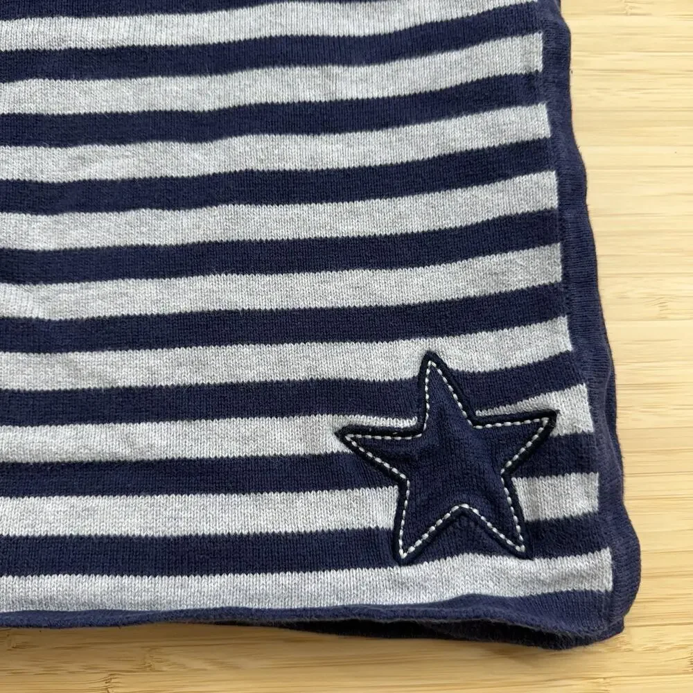 Carters Baby Security Blanket Blue Gray Stripes Star Lovey 100% Cotton